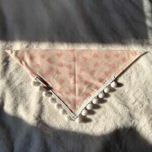 NWT Loic by Design Heart Pattern Dog Bandana with Poms Valentine's Day, Pink, M